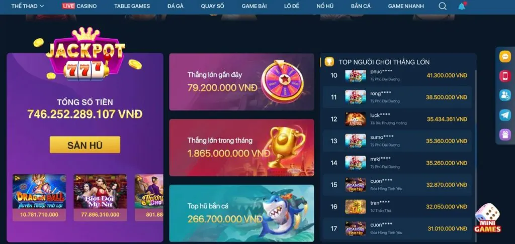 Jackpot Khủng và Tỷ Lệ Thắng Cao